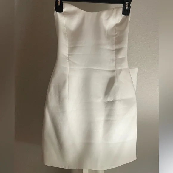 White Bow Bridal Mini Dress - Picture 4 of 6